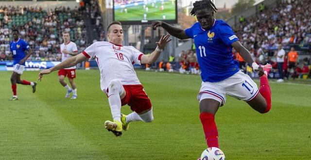 photo loum tchaouna face à la pologne lors du championnat d’europe espoirs, le 17 juin 2025. © andrzej iwanczuk / afp