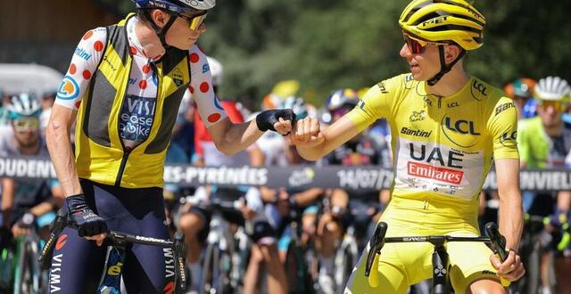 photo jonas vingegaard (Ã gauche) et tadej pogacar sont les deux grandissimes favoris du tour de france 2025. © thomas samson / afp