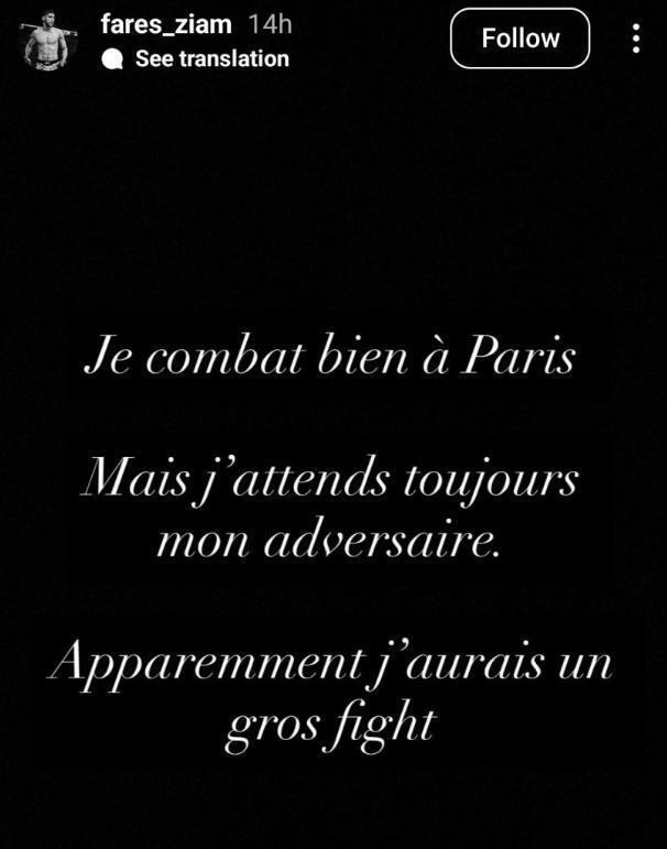 L’annonce de Fares Ziam sur son compte Instagram, ce mercredi juillet Capture écran photo l’annonce de fares ziam sur son compte instagram, ce mercredi juillet © capture écran