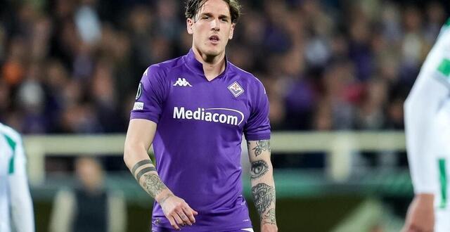 photo nicolo zaniolo sous le maillot de la fiorentina lors de la demi-finale de ligue conférence face au betis, le 8 mai 2025. © giuseppe maffia / afp