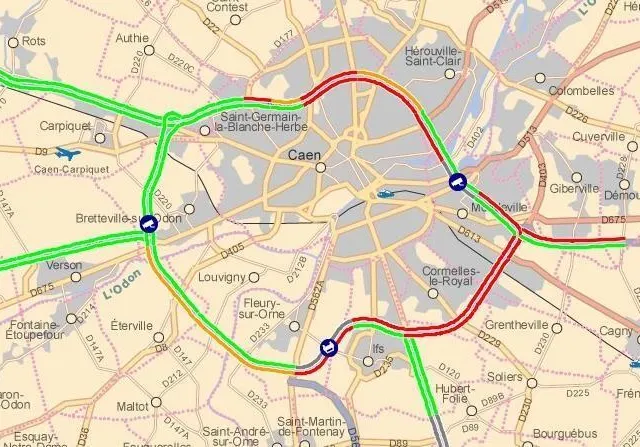 photo l’accident impliquant un poids lourd sur le périphérique sud de caen engendre d’importants ralentissements en cette fin d’après-midi de vendredi 4 juillet 2025.  ©  capture d’écran bison futé