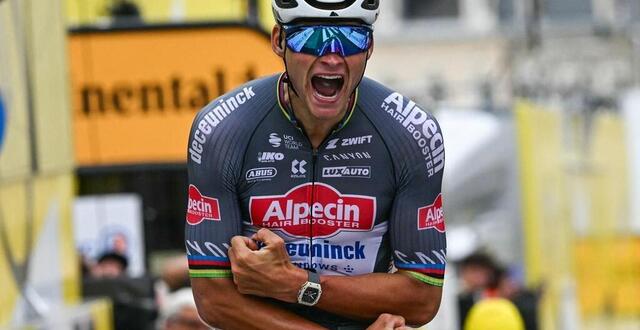 photo mathieu van der poel a remporté la 2e étape du tour de france à boulogne-sur-mer. © loic venance / afp