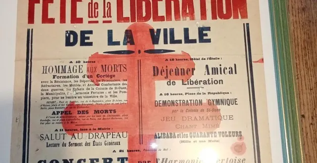 photo  l’affiche convie les habitants de la ferté-bernard à fêter le premier anniversaire de la libération de leur ville.  &copy;  mairie la ferté-bernard 