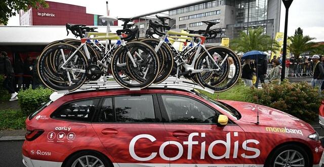 photo les vélos de l’équipe cofidis avant la troisième étape du tour de france, le 7 juillet 2025. © loic venance / afp
