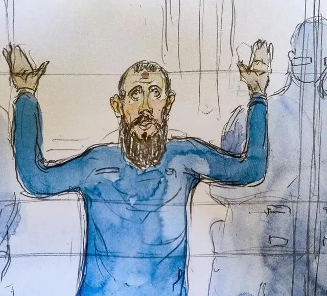 photo michaël chiolo a affirmé son allégeance à l’état islamique et justifié l’assassinat de non musulmans, jeudi 19 juin 2025, devant la cour d’assises spéciale de paris. dessin réalisé le premier jour du procès.  ©  afp / benoît peyrucq