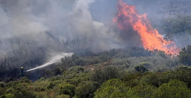 photo  un pompier lutte contre les flammes dans l’aude. le mégafeu a déjà ravagé plus de 2 000 ha au sud de narbonne.  &copy;  reuters 