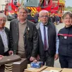 photo  l’adjudant-chef david batard (à gauche), aux côtés de jean-pierre féret et laurent marting, vice-présidents du département, philippe bigot, maire, la colonelle anne lamaire et le commandant Éric guais. 