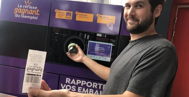 photo  super u d’arnage, vendredi 27 juin 2025. en sarthe, les enseignes de la grande distribution commencent à installer des machines dédiées à la consigne de verre.  &copy;  ouest-france 