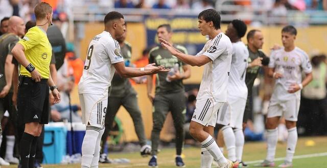 photo kylian mbappé et fran garcia durant un match de la coupe du monde des clubs face à la juventus de turin, le 1er juillet 2025 à miami. © michael reaves / getty images via afp
