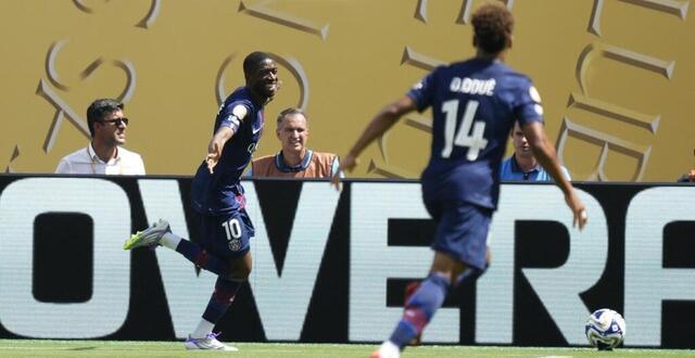 photo ousmane dembélé, ici à l’image, décisif lors du premier but du psg contre le real madrid © getty images via afp