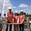 photo  stéphane le foll, maire du mans, sandra andreu, directrice générale de otv, et fabienne bellier-toulouzou, cheffe de cabinet du mans, inaugurent le lancement des travaux. 
