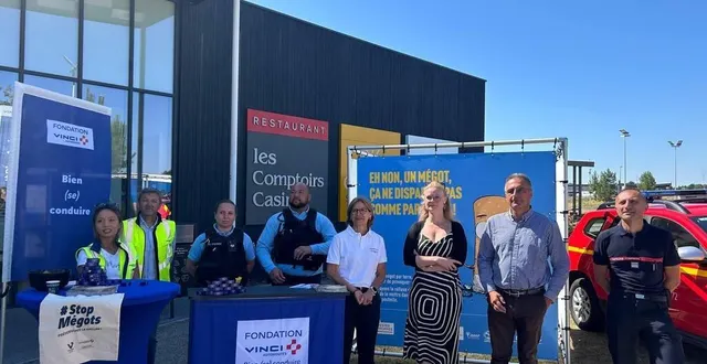 photo  l’opération stopmégots, organisée par la fondation vinci autoroutes, a eu lieu, ce vendredi 11 juillet 2025, pour sensibiliser les conducteurs sur les risques des incendies en sarthe.  &copy;  ouest-france 