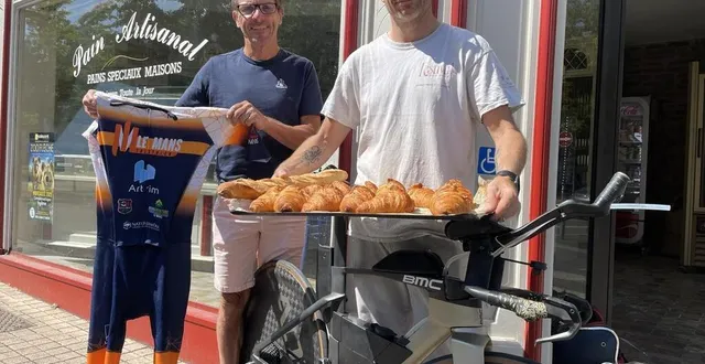 photo  entraîné par gil salmon (à gauche), yohann lancelot est devenu finisher de son premier ironman, le 22 juin aux sables-d'olonne, moins d’un an après le rachat de sa deuxième boulangerie, avenue jean-jaurès au mans.  &copy;  le maine libre 