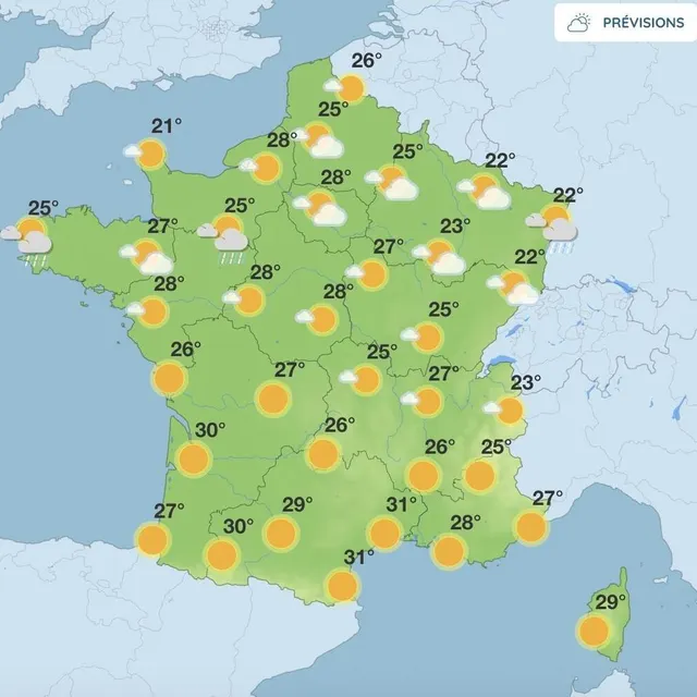 Prévisions jeudi après-midi. Météo France photo prévisions jeudi après-midi. © météo france