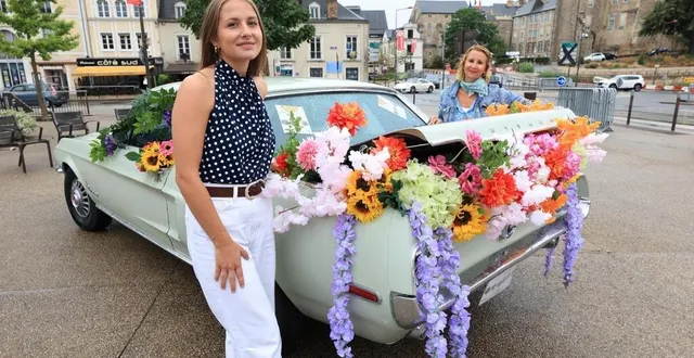 photo  lola basly et stéphanie sut avaient profité de le mans classic pour présenter, dimanche 6 juillet 2025, leur talent en décoration florale, sur cette belle mustang de la fin des années 1960.  &copy;  ouest-france 
