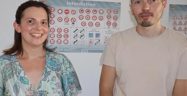 photo  élodie et laurent ligné, tous deux formateurs auto-école.  &copy;  le maine libre 