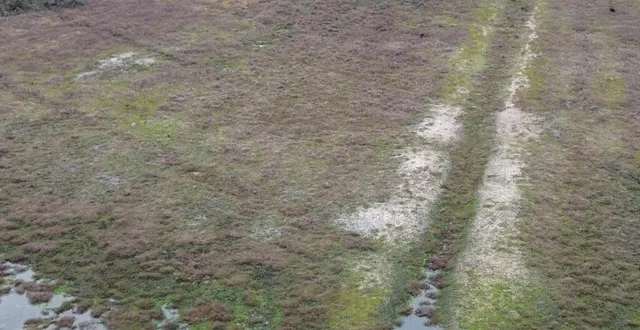 photo  lorsque le niveau de l’eau baisse, on distingue une sorte de chemin qui traverse l’étang.  &copy;  ouest-france 
