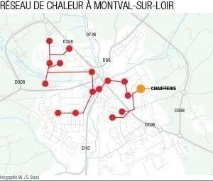 photo long de 4 à 5 kilomètres, le réseau alimentera 18 bâtiments publics.  ©  infographie le maine libre