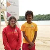 photo  léonie assier et aurèle saunier sont deux des quatre maitres-nageurs sauveteurs qui assurent la sécurité des baigneurs de la base de loisirs de coco plage, à sillé-le-guillaume (sarthe), cet été 2025. 