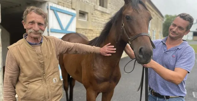 photo  dans la cour du haras du cadran à omméel, dans l’orne, pierre talvard et son fils emmanuel, avec l’un des yearlings qui sera présenté le mois prochain aux ventes de deauville (calvados).  &copy;  ouest-france 