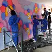 photo  lors du deuxième chantier argent de poche de juillet, six jeunes ont réalisé une fresque, dans le passage sous l’immeuble du n° 25, place de l’europe. 