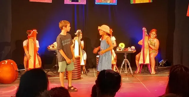 photo  ali baba revisité par les jeunes artistes amateurs, accompagnés de jeunes musiciens qui découvraient pour la première fois la harpe pendant ce stage.  &copy;  ouest-france 