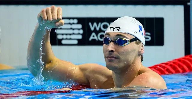 photo maxime grousset lors de la demi-finale du 100 m papillon aux mondiaux de singapour. © hamn lionel / afp