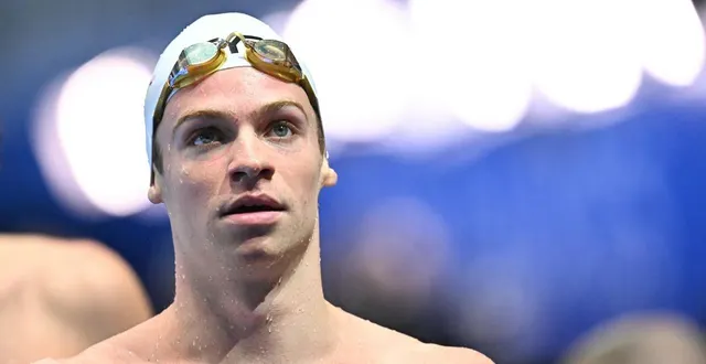 photo léon marchand est qualifié en finale du 400 m 4 nages. © afp