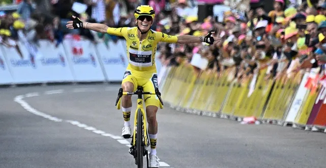 photo  pauline ferrand-prévot lors de sa victoire sur la 9e étape du tour de france femmes.  ©  julien de rosa / afp 