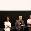 photo  virginie et luc besson et richard patry du groupe noé cinémas pendant les échanges avec le public lors de l’avant première de dogman. 
