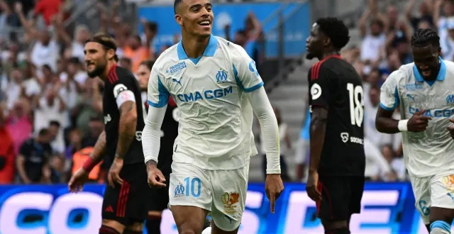 photo  mason greenwood lors d’un match amical face à séville au vélodrome le 2 août 2025 à marseille.  ©  miguel medina / afp 