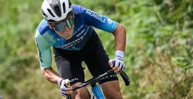 photo paul lapeira prendra le départ de la quatrième étape du tour de pologne. © loïc venance / afp