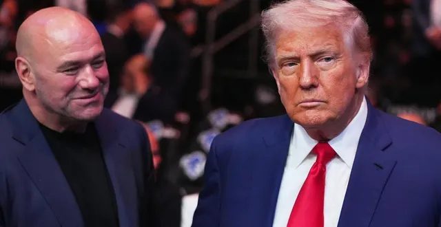 photo  dana white (à gauche), aux côtés de donald trump.  ©  frank franklin ii / afp 