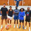 photo  les nouveaux joueurs de l’urb de gauche à droite : morgan belloir, johan randriamananjara, channick nkoma, dee davis et warren racine. 