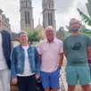 photo  les organisateurs sur la place de l’église, à partir de la gauche philippe madelaine, sylvie errard, guy midy et cédric papin. 