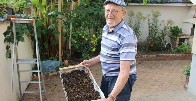 photo  gérard bardet présente sa capture de frelons.  &copy;  le maine libre 