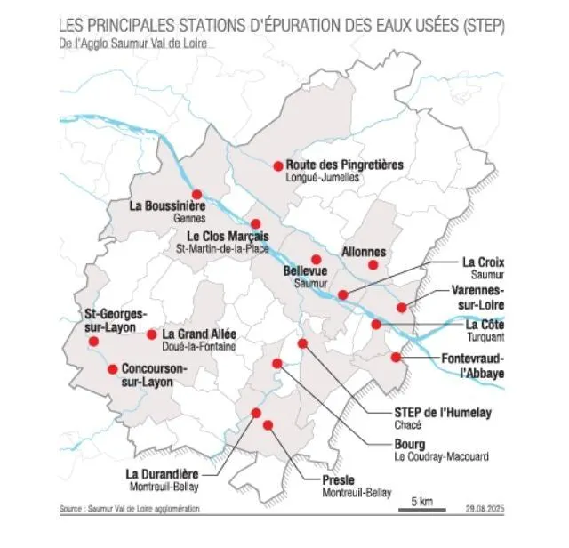 photo les principales stations d’épuration des eaux usées de l’agglo, toutes de type boues activées.  ©  infographie co