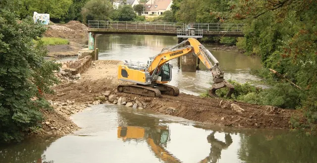 photo  le démantèlement du barrage des bouches d’huisne, au mans, devrait être terminé courant novembre 2025.  &copy;  ouest-france 