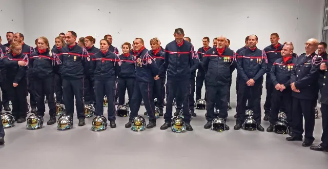 photo  une tradition bien ancrée, la célébration conjointe de la sainte-barbe entre les centres de chanu et tinchebray-bocage. ici à chanu en 2023.  &copy;  archives ouest-france 