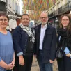 photo  céline dadat, à la tête du magasin pinocchio, sophie bayel, patronne de la malle poste, sébastien lange, président et audrey mazière, chargée de communication de vitrines d’alençon. 