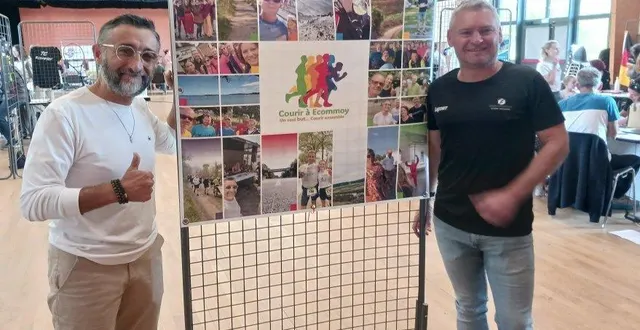 photo  de gauche à droite, philippe violante et ludovic morin, le président, présentent l’association courir à écommoy.  &copy;  ouest-france 