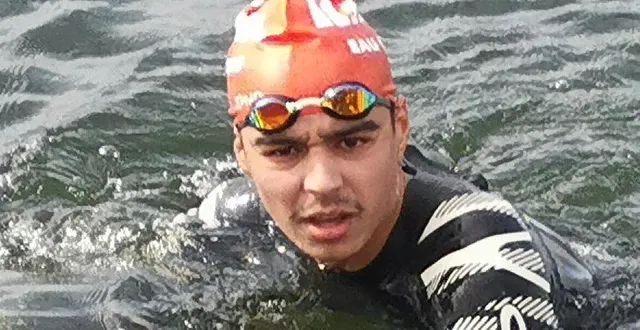 photo  gabriel à l’arrivée.  &copy;  le maine libre 