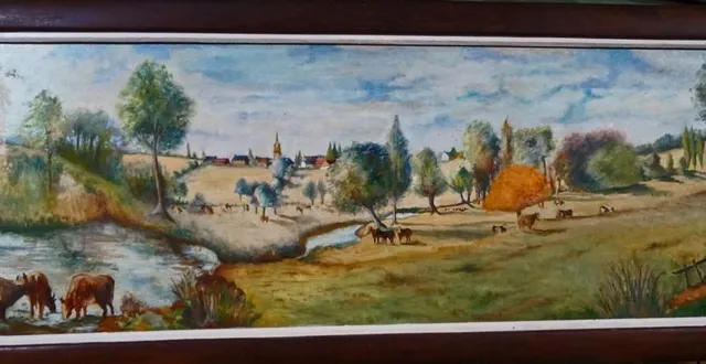 photo  un tableau naïf de pierre lefour qui représente le bourg.  &copy;  ouest-france 