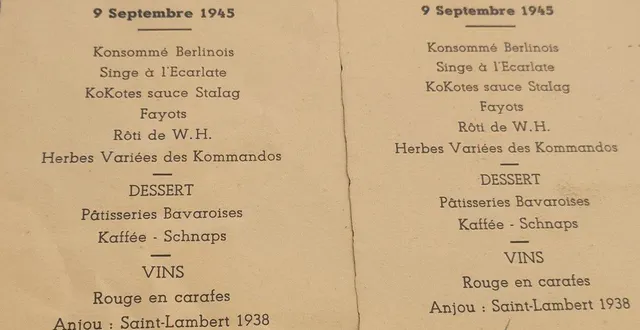 photo  au menu du restaurant du 9 septembre 1945.  &copy;  ouest-france 
