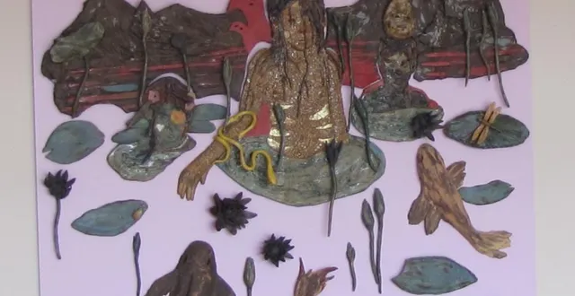 photo  lauréat du prix terre commune, une des toiles de bertrand secret exposée au musée de la faïence de malicorne.  &copy;  ouest-france 