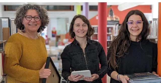 photo  valérie lebossé, sandra nédélec et louison bruneau, les trois bibliothécaires en charge de l’animation de la maison-rouge.  &copy;  ouest-france 