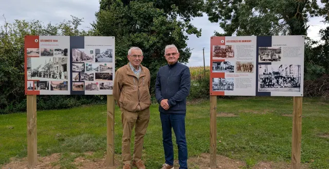 photo  guy fournier, à gauche, et jean-pierre perdriel, de l’association histoire et patrimoine de damigny.  &copy;  ouest-france 
