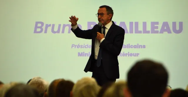 photo  le président des républicains, bruno retailleau, lors de la rentrée départementale de la fédération du maine-et-loire, samedi 27 septembre 2025, à beaupréau-en-mauges.  &copy;  co - julien sureau 