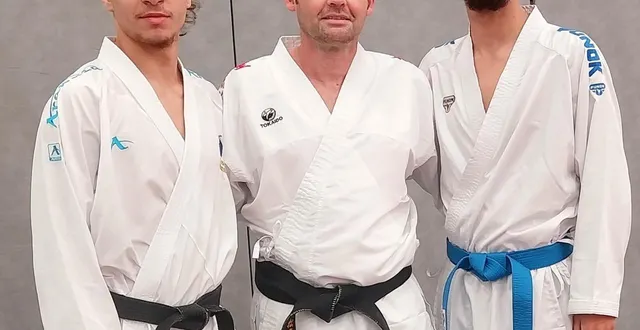 photo  de gauche à droite : sami, international de karaté ; yann auffret, professeur de karaté à la ferté-macé et yanis, international.  &copy;  ouest-france 