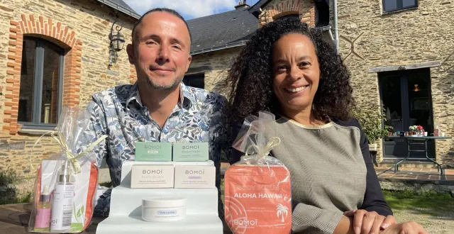 photo  julien brault et céline lérus, associés de l’entreprise de cosmétique bomoï, basée à candé.  &copy;  co – lucas jariais 